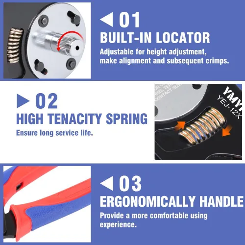 Vista 4 de Deutsch - Engarzadora de barril cerrado tamaño 12,4 vías sangría, 8 tipos de impresión para contactos sólidos Deutsch DTP calibre 14-12 AWG (YEJ-12X)