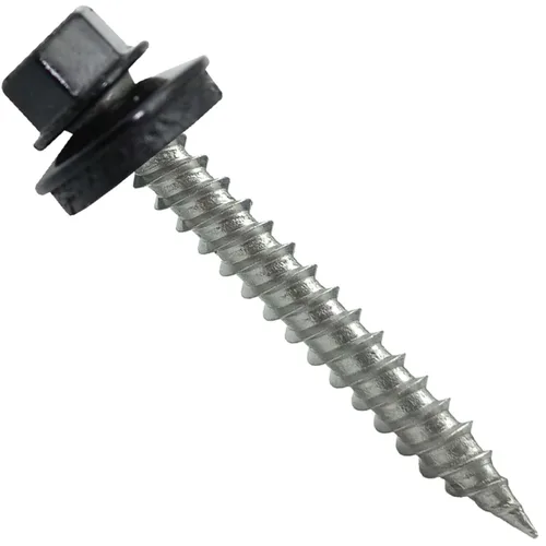 Vista 10 de 9 x 1 ABC Gray Stainless Steel Metal Roofing Screws - Hex Washer Head - Self-Piercing (SP) tip Metal to Wood siding Screws - EPDM Washer. 1 x 250
