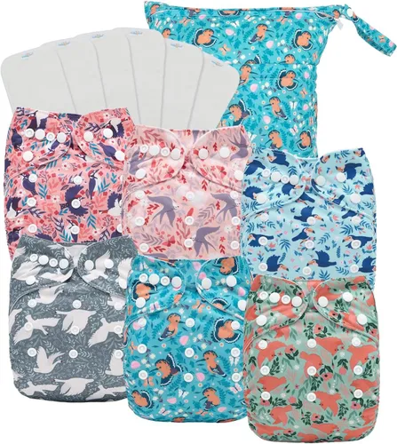 Vista 15 de babygoal Pañales de tela para recién nacidos, paquete de 13 unidades para niños prematuros de 5-12 libras, 6 unidades con 6 insertos y bolsa