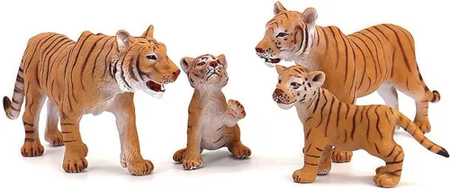 Vista 8 de Gemini&Genius Juego de figuras familiares de Tigres, juego de animales, modelos educativos de vida silvestre, adornos para pasteles y regalo