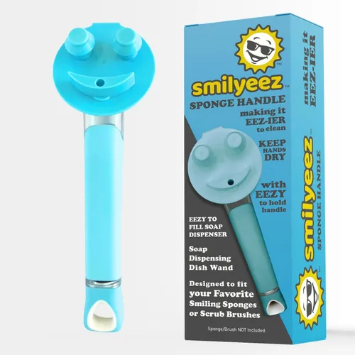 Vista 10 de El mango sonriente original con dispensador de jabón para esponja Scrub Daddy (Reg. TM) y esponja Scrub Moji (negro)