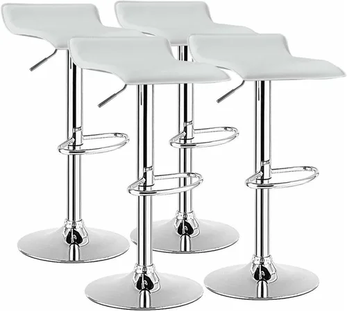 Vista 7 de Taburetes de bar altos, 4 juegos de taburetes giratorios de elevación ajustable, taburetes de bar giratorios de piel sintética, sillas de cocina