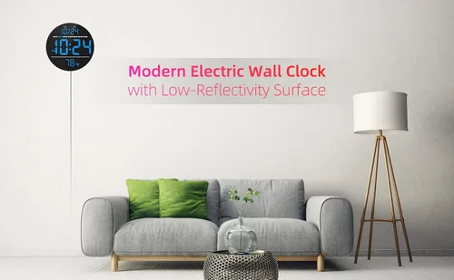 Vista 6 de Reloj de pared digital con pantalla LED grande, fecha, temperatura, brillo automático Pequeño reloj [ENCHUFE] Reloj de pared eléctrico moderno