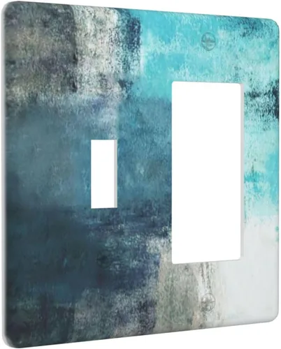 Vista 123 de Taupe Beige Marrón Gris Abstracto Arte 1-Banda Interruptor de Luz Doble de Recepción Placa de Pared Toma Cubiertas Eléctricas Decorativas Modernas