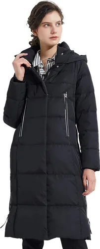 Vista 4 de Orolay Chaqueta de plumón grueso para mujer, abrigo largo de invierno con capucha