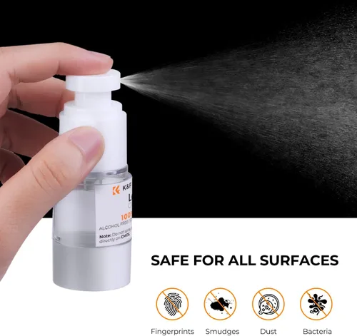Vista 4 de K&F CONCEPT Kit de limpieza de lente de cámara 9 en 1 para cámara DSLR, filtro de lente de cámara para teléfonos celulares con soplado de aire, paño