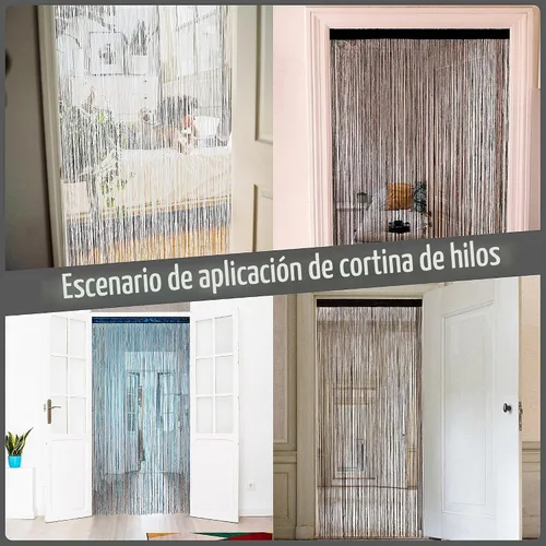 Vista 4 de YaoYue Cortina de hilos para umbral, cortinas de puerta, divisor de ambientes con flecos estilo boho hippie para colgar en patio, dormitorio