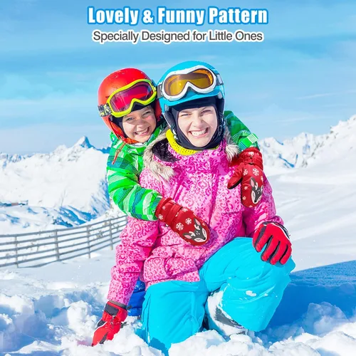 Vista 3 de MoKo Manoplas de esquí para niños, guantes de esquí aislados impermeables para niñas y niños, guantes de nieve de invierno para niños