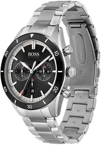 Vista 2 de BOSS Reloj de cuarzo para hombre con correa de acero inoxidable, plateado, 22 (modelo 1513862), plateado, Reloj de cuarzo