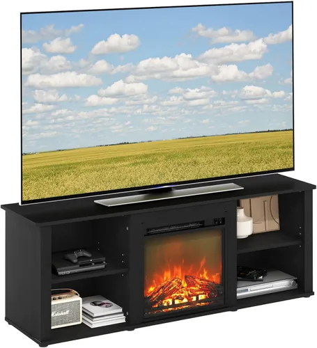 Vista 29 de Furinno Jensen Soporte de Centro de Entretenimiento con Chimenea para TV de hasta 55 Pulgadas, Americano, Eléctrico con Cable, Ajustable