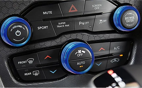 Vista 7 de Xotic Tech - 3 piezas de aluminio azul CA para interruptor de volumen de radio climática de control de botón de control compatible con Dodge Charger