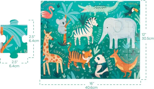 Vista 2 de Stephen Joseph, Rompecabezas educativo con bote, rompecabezas de animales de 48 piezas, rompecabezas de animales de aprendizaje para niños de 3 a 5