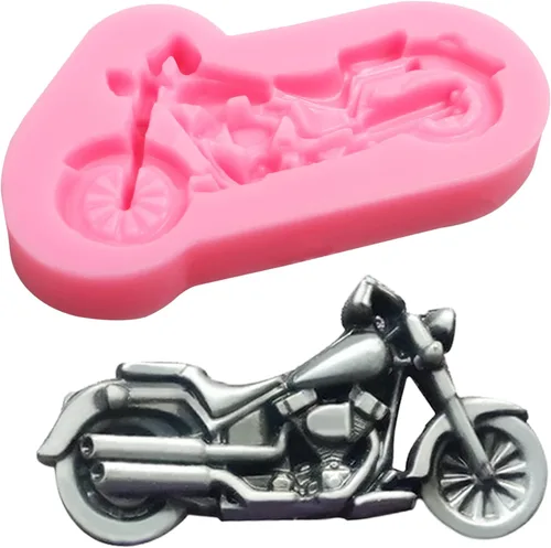 Vista 9 de Moldes de silicona para motocicleta, 4 piezas, herramientas de bicicleta, molde de fondant de chocolate para decoración de pasteles, dulces