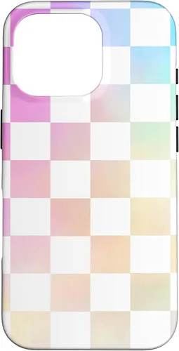 Vista 20 de Pastel Rainbow Checkerboard Checker Checked Pattern Case for iPhone 17
