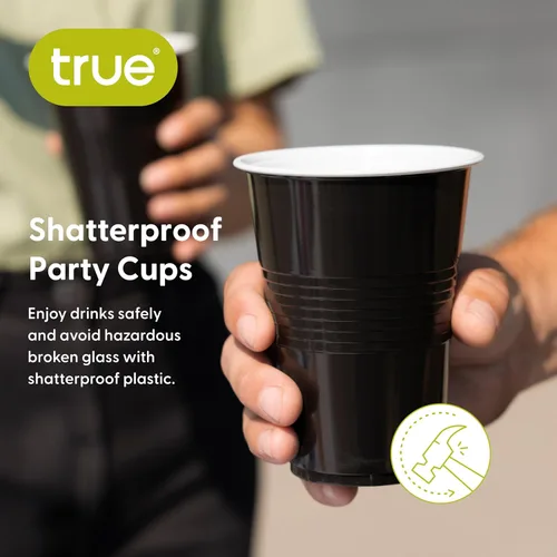Vista 4 de TRUE Vasos de plástico para cócteles, refrescos, café helado, té helado, pong de cerveza, vasos desechables para fiesta de cumpleaños, noches