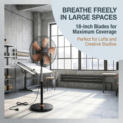 Vista 11 de Aottop Ventilador oscilante de pedestal de alta velocidad con control