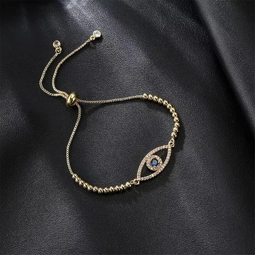 Vista 18 de Evil Eye Bracelets Hamsa Bracelet - 18K Gold Plated Adjustable Eye of Protection Bracelet Silver Evil Eye Amulet ojo Bracelet Gold Evil Eye Jewelry