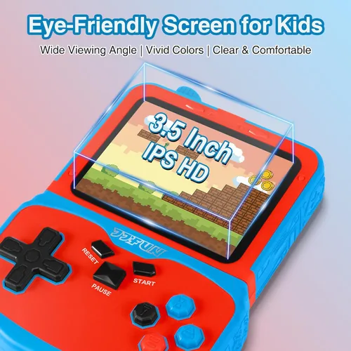 Vista 3 de Consola de videojuegos portátil para niños, 220 juegos clásicos retro integrados, reproductor de mano Plug & Play con pantalla IPS de 3.5 pulgadas