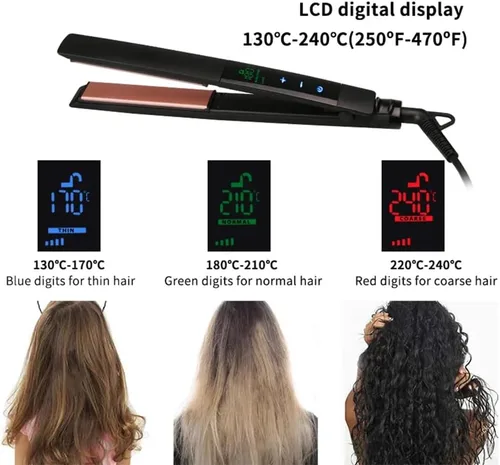 Vista 5 de Plancha de pelo profesional con pantalla LCD, personalizable, color negro
