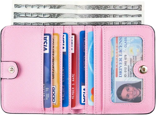 Vista 2 de Toughergun - Cartera de cuero genuino de lujo para mujer con cierre Rfid y ventana de identificación