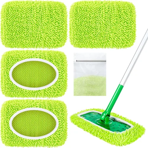 Vista 8 de Almohadillas de microfibra reutilizables compatibles con trapeador Swiffer Sweeper Mop Verde bosque