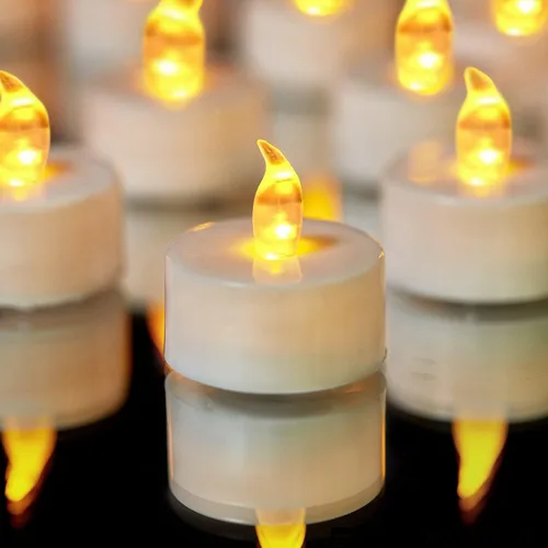 Vista 7 de YIWER Velas de té de batería, velas LED de té de 200 horas, paquete de 12 (amarillo cálido)