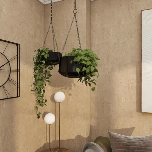 Vista 7 de Deco 79 Macetero de metal para interiores y exteriores, maceta colgante con cadena, juego de 2 colgadores de 5 pulgadas, 7 pulgadas de alto