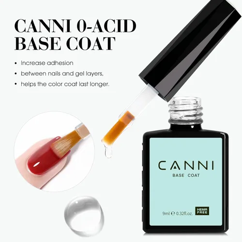 Vista 4 de CANNI - Juego de 2 capas de esmalte de uñas de gel sin necesidad de limpieza y capa base, acabado brillante, duradero, esmalte de uñas de gel