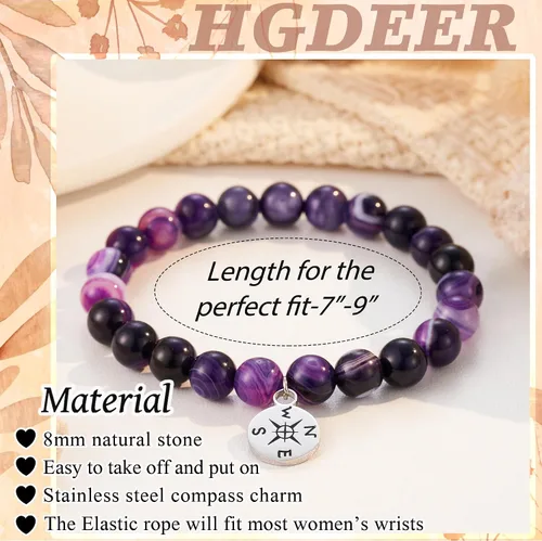 Vista 10 de HGDEER Pulsera de jubilación de piedra natural para mujeres/hombres 2024, regalos de despedida de despedida, regalo de San Valentín para compañeros