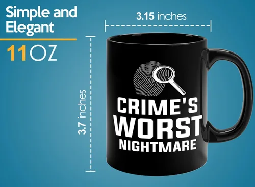 Vista 6 de Taza de café detective de 11 onzas, color negro, crimes peor pesadilla, oficial de policía, patrulla policial, detective, policía, policía, policía