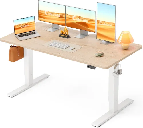 Vista 24 de CubiCubi Escritorio eléctrico de pie de 48 x 30 pulgadas, escritorio de pie ajustable en altura con ajustes preestablecidos de memoria, escritorio