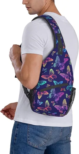 Vista 7 de Mochila bandolera unisex para hombres y mujeres, bolsa de pecho casual, mochila de hombro, mochila deportiva de viaje, senderismo