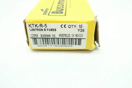Vista 6 de Caja de 10 cartuchos COOPER BUSSMANN KTK-R-5 LIMITRON Fusible 5A AMP 600V-AC