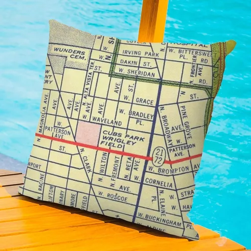 Vista 3 de Wrigley - Fundas de almohada impermeables para exteriores, diseño de mapa de campo, 24 x 24 pulgadas, diseño de mapas del mundo, fundas de cojín