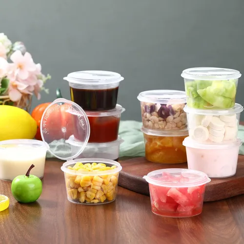 Vista 7 de Didaey 100 recipientes de almacenamiento de alimentos para bebés de 4 onzas con tapas con bisagras, pequeños recipientes desechables de plástico