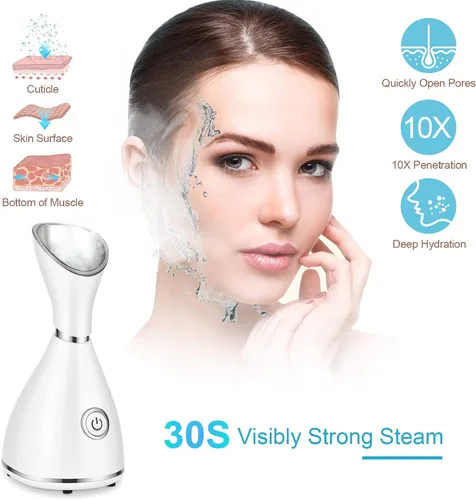 Vista 3 de Vaporizador facial para cara, vaporizador facial para limpieza profunda facial, vaporizador facial Nano Mister Set para senos nasales, desobstruye