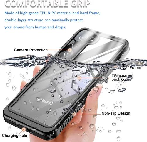 Vista 4 de Miimall Funda impermeable compatible con Samsung Galaxy S23, S23 [lente y protector de pantalla integrados] [impermeable] de cuerpo completo