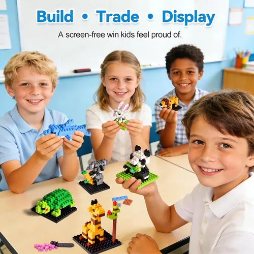 Vista 7 de FUN LITTLE TOYS Recuerdos de fiesta para niños, juegos de bloques de construcción de mini animales, bolsas de regalo para niños, premios de juguetes