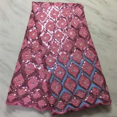 Vista 6 de Mahacraft - Tela de encaje de lentejuelas francesas africanas para boda tela de encaje nigeriana de organza para costura tela de encaje de tul