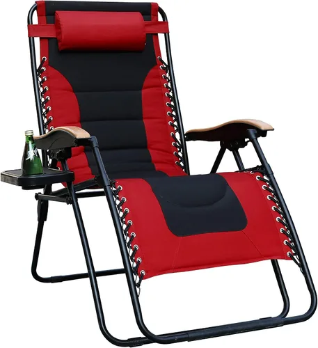 Vista 10 de PHI VILLA Silla XL de gravedad cero de gran tamaño, acolchada, reclinable, de gran tamaño, con soporte para tazas, soporta 350 libras (gris)