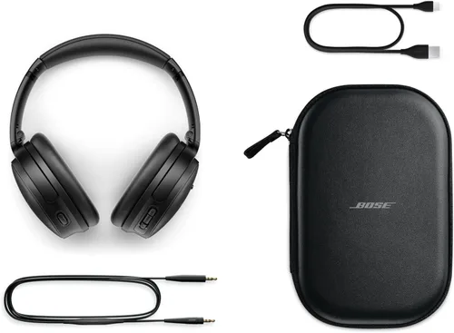 Vista 6 de Bose QuietComfort Auriculares - Auriculares inalámbricos Bluetooth, cancelación activa de ruido supraaurales y micrófono, carga USB-C, graves Negro