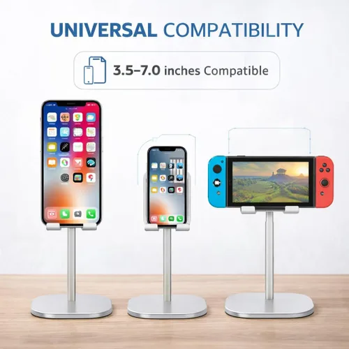Vista 8 de Mizi Soporte para teléfono celular, ángulo y altura ajustable, soporte de teléfono de escritorio compatible con iPhone 17/16/15 Pro Max, Samsung