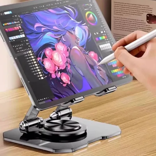 Vista 9 de Soporte de tableta para iPad, soporte de escritorio giratorio de 360°, soporte de escritorio plegable ajustable de acero al carbono, para iPad Pro