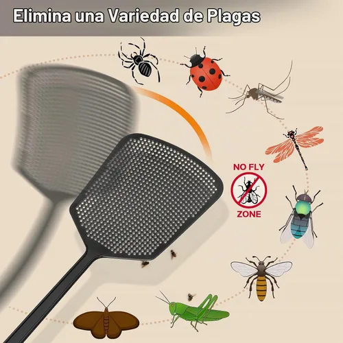 Vista 6 de Fly Swatters-Begonia - Matamoscas gruesos flexibles y resistentes con pala más grande, color negro, paquete de 6