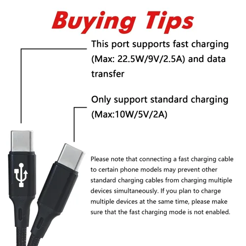 Vista 2 de Paquete de 2 cables Multi C de 0.6 pies, carga múltiple tipo C 2 en 1, carga de divisor doble 3A, cable de nailon, USB A a puerto doble C