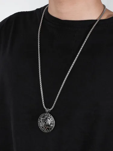 Vista 6 de HAQUIL Seal of Solomon Necklace, Stainless Steel 12 Constellations Hexagram Six Pointed Star of David Protection Amulet Pendant, Box Chain, Jewish