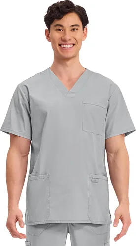 Vista 22 de Cherokee WW Professionals WW695 - Camisa de uniforme sanitario para hombre, con cuello en V
