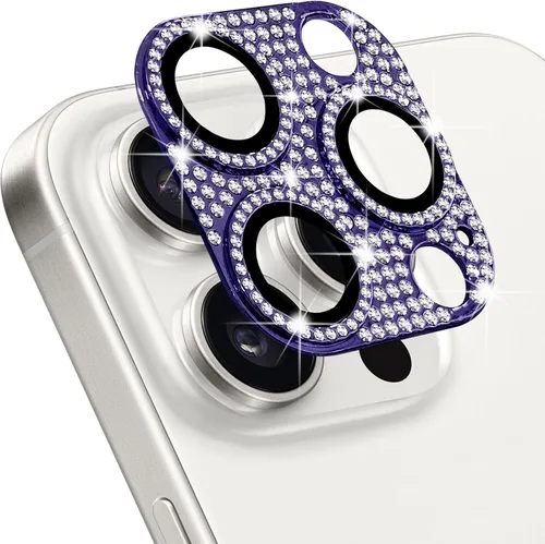 Vista 70 de Protector de lente de cámara para iPhone 13 & iPhone 13 Mini, brillante con diamantes de imitación 3D con purpurina, cubierta de cámara de vidrio