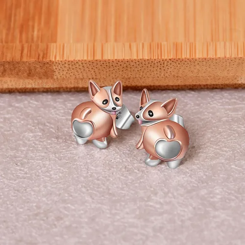 Vista 5 de TALYKONG Pendientes Corgi con diseño de perro y animales, regalos para mujeres y niñas, Latón, No es una piedra preciosa