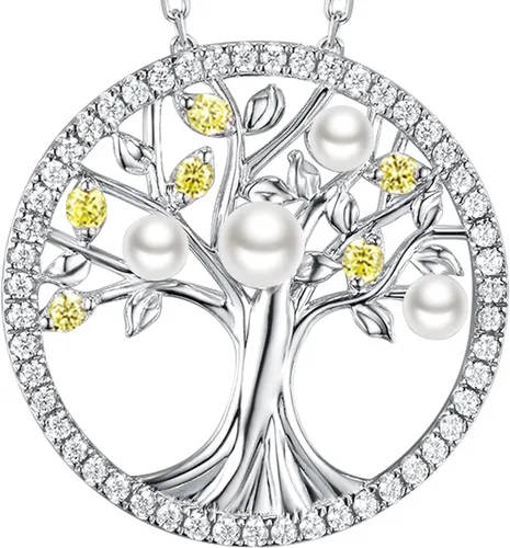 Vista 28 de Collar de árbol de la vida para mujer, collar de perlas esmeralda piedras natales de mayo, junio, para esposa, mamá, regalos de cumpleaños